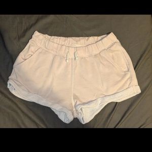 Light pink and maroon sweatshorts